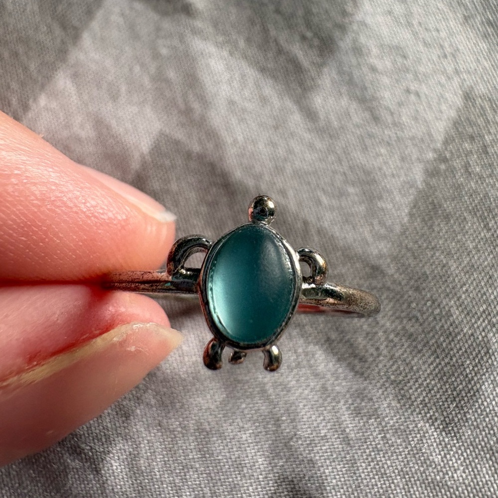 Pura Vida Silver Blue Sea Turtle Ring Size 8